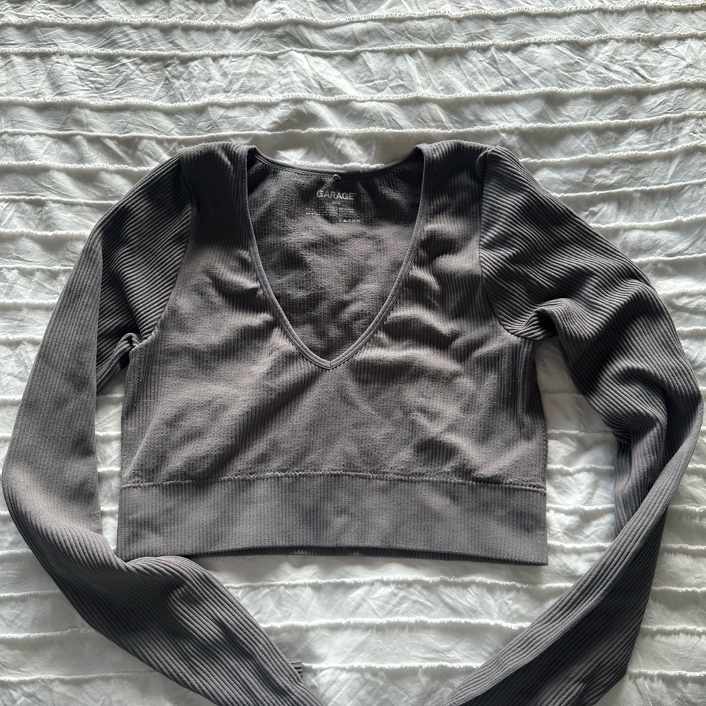Grey  Long Sleeve Garage Top